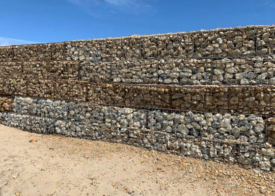 Ba vòng xoắn Hexagonal dệt lưới vải Gabion giỏ đơn giản là được lấp đầy với đá tự nhiên cho kênh