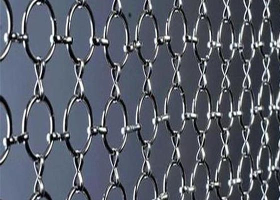 Blue Stainless Steel Ring Mesh Màng trang trí với đường kính dây 0,5mm-3mm