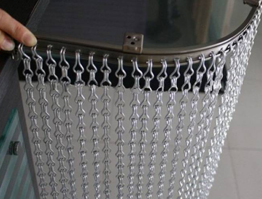 Dây xích móc rèm kim loại hợp kim nhôm 6063 anode bạc với kích thước móc 1.6x12x24mm để trang trí cửa